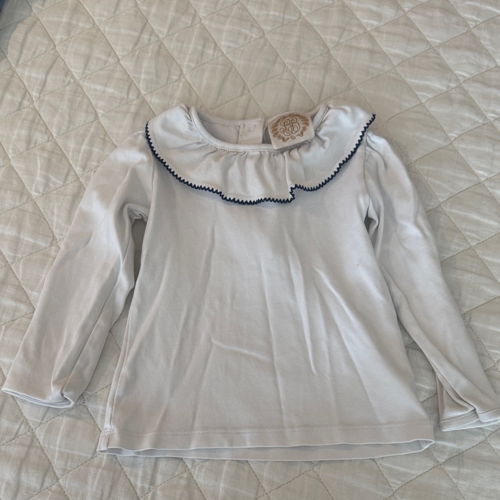 The Beaufort Bonnet Company White Long Sleeve Top with Navy Trim